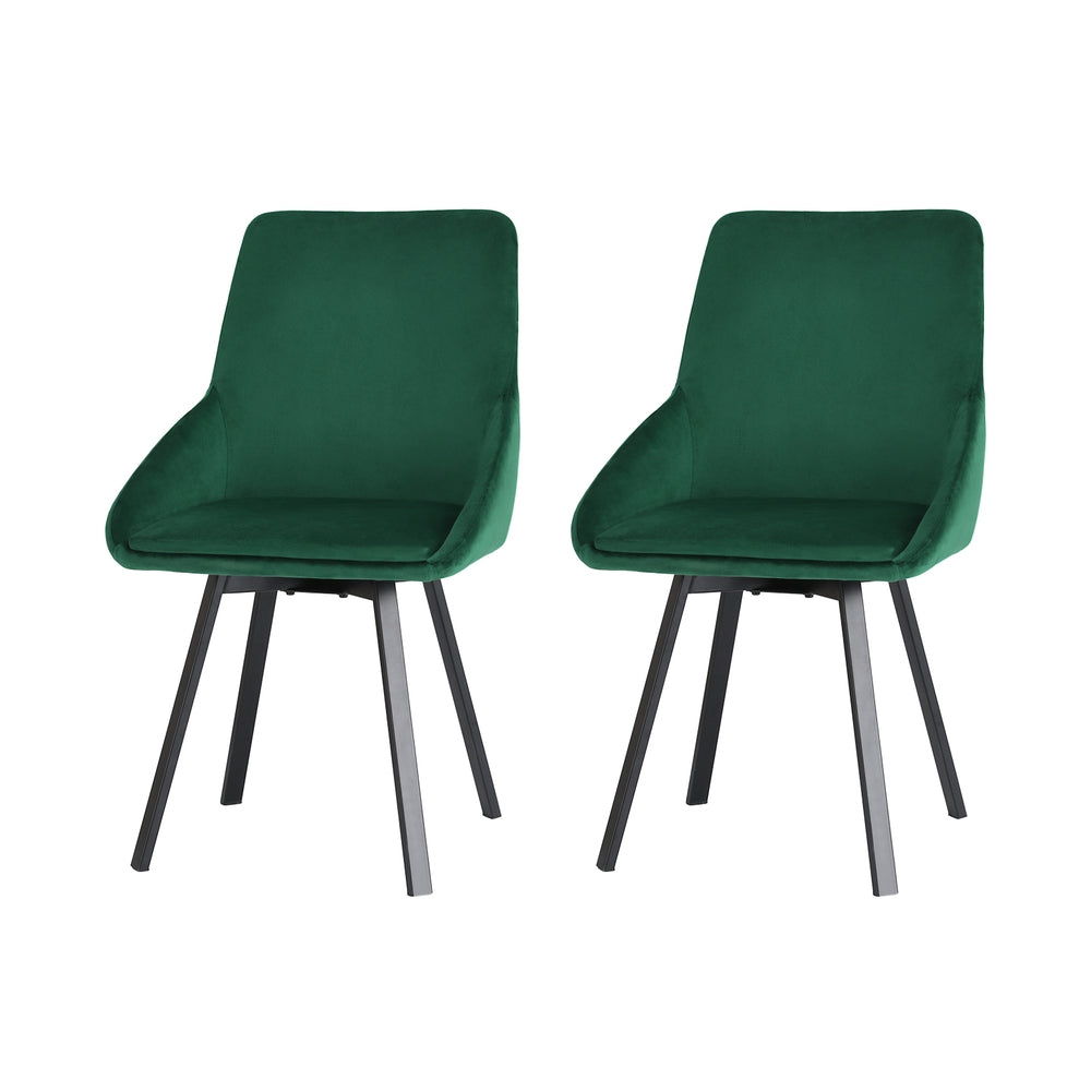 Artiss Dining Chairs Set Of 2 Velvet Upholstered Green Cafe Kirtchen Chairs Artiss