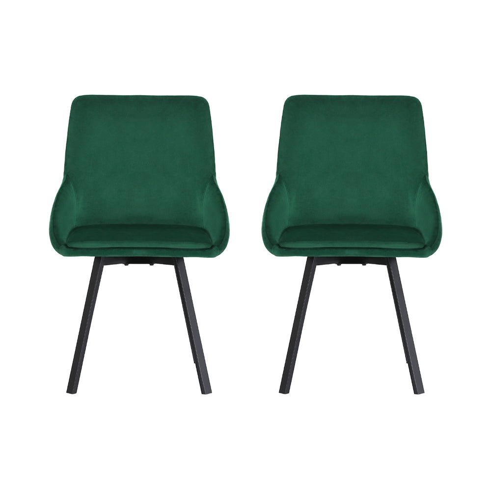 Artiss Dining Chairs Set Of 2 Velvet Upholstered Green Cafe Kirtchen Chairs Artiss