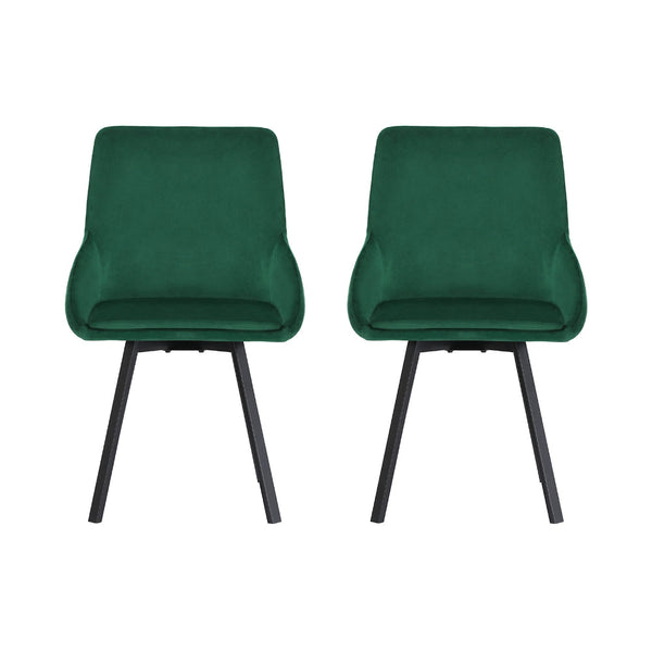 Artiss Dining Chairs Set Of 2 Velvet Upholstered Green Cafe Kirtchen Chairs Artiss