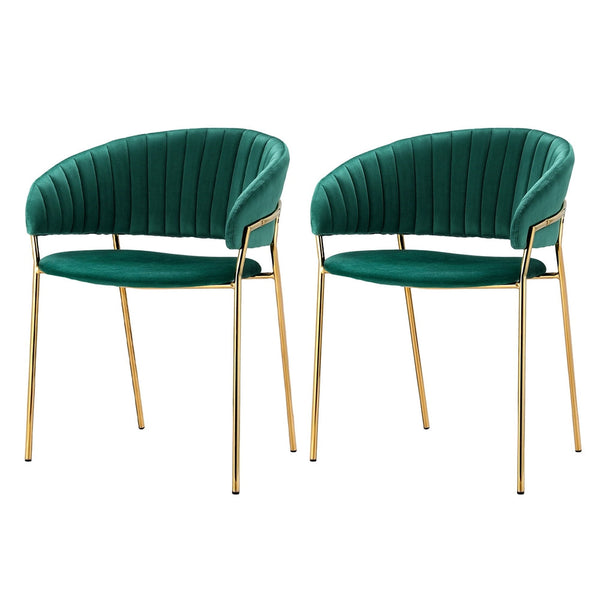 Artiss Dining Chairs Green Velvet Upholstered Set Of 2 Dalia Artiss