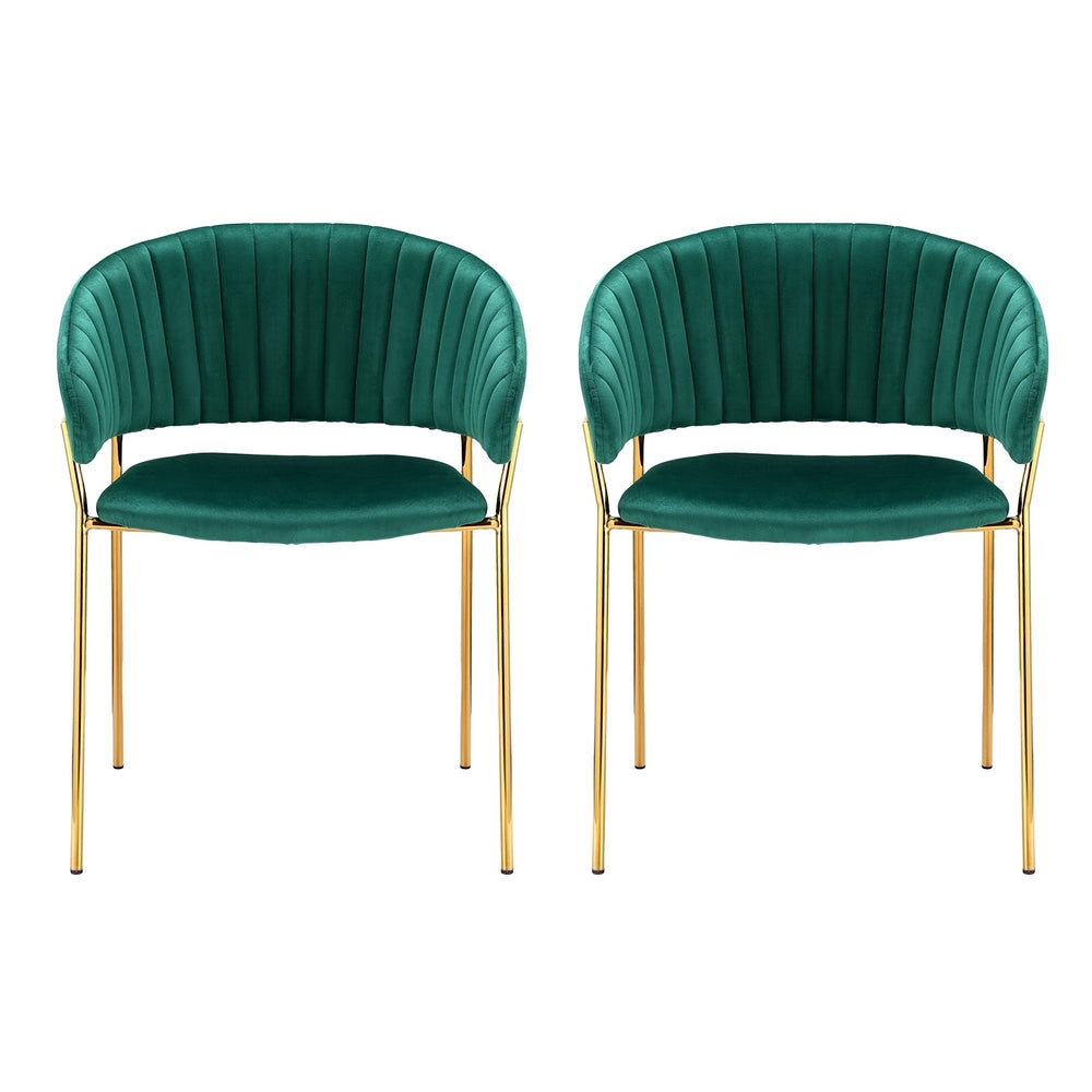 Artiss Dining Chairs Green Velvet Upholstered Set Of 2 Dalia Artiss