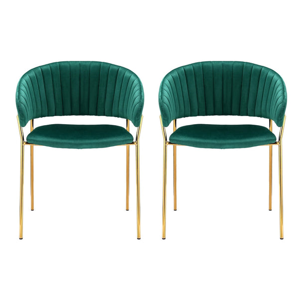 Artiss Dining Chairs Green Velvet Upholstered Set Of 2 Dalia Artiss