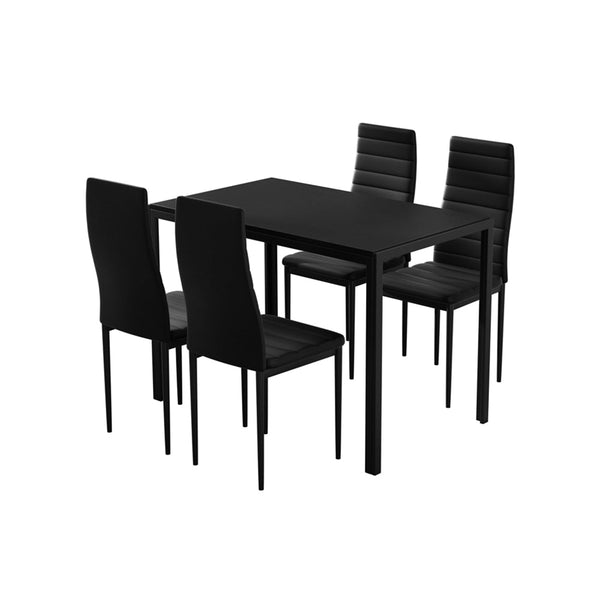 Artiss Dining Chairs and Table Dining Set 4 Chair Set Of 5 Wooden Top Black Artiss