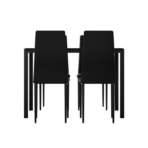 Artiss Dining Chairs and Table Dining Set 4 Chair Set Of 5 Wooden Top Black Artiss