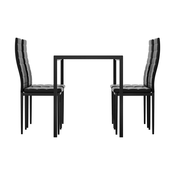Artiss Dining Chairs and Table Dining Set 4 Chair Set Of 5 Wooden Top Black Artiss