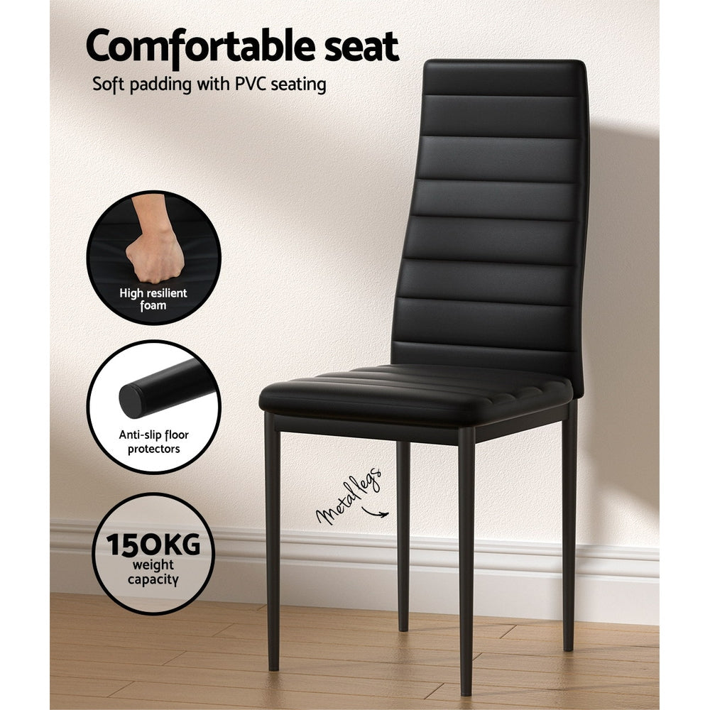 Artiss Dining Chairs and Table Dining Set 4 Chair Set Of 5 Wooden Top Black Artiss