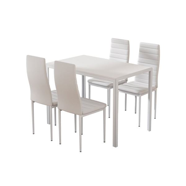Artiss Dining Chairs and Table Dining Set 4 Chair Set Of 5 Wooden Top White Artiss