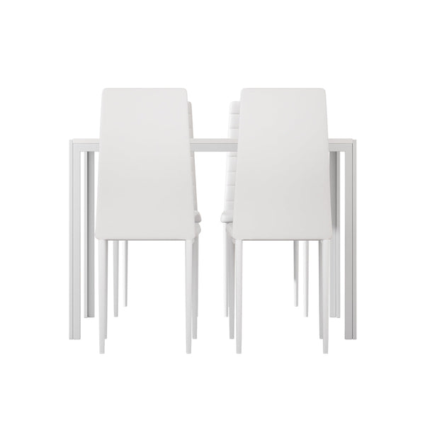 Artiss Dining Chairs and Table Dining Set 4 Chair Set Of 5 Wooden Top White Artiss