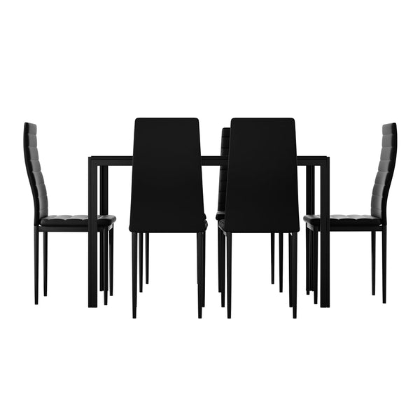 Artiss Dining Chairs and Table Dining Set 6 Chair Set Of 7 Wooden Top Black Artiss