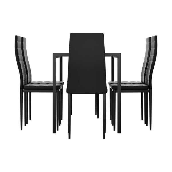 Artiss Dining Chairs and Table Dining Set 6 Chair Set Of 7 Wooden Top Black Artiss