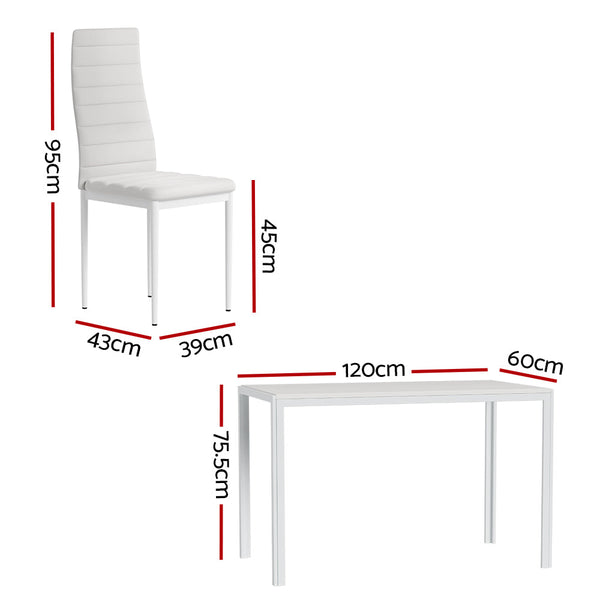 Artiss Dining Chairs and Table Dining Set 6 Chair Set Of 7 Wooden Top White Artiss