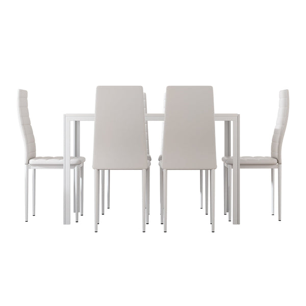 Artiss Dining Chairs and Table Dining Set 6 Chair Set Of 7 Wooden Top White Artiss