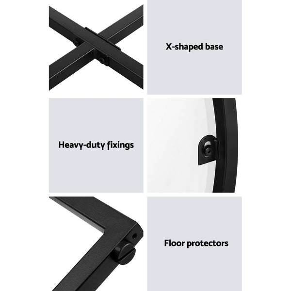 Artiss Coffee Table Marble Effect Round Black Metal 70X70CM freeshipping - Awezingly