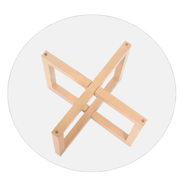 Artiss Tempered Glass Round Coffee Table - Beige freeshipping - Awezingly