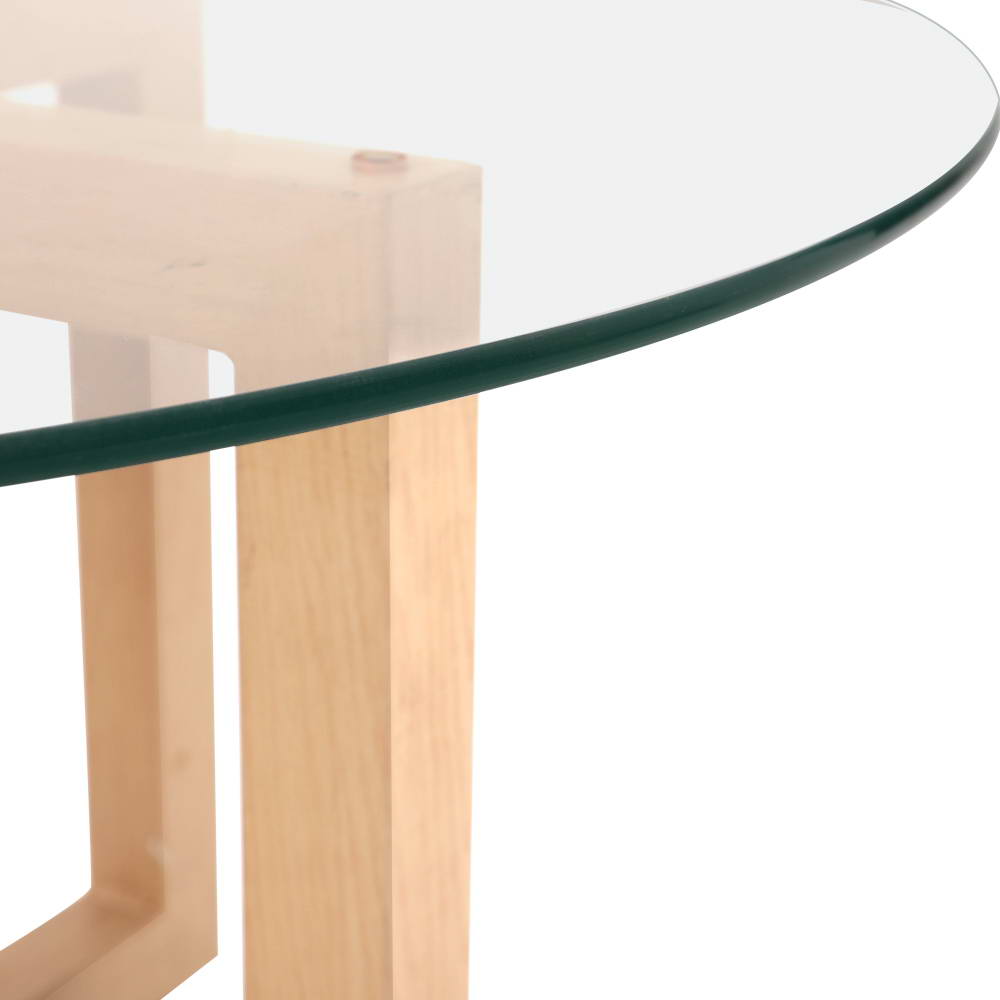 Artiss Tempered Glass Round Coffee Table - Beige freeshipping - Awezingly