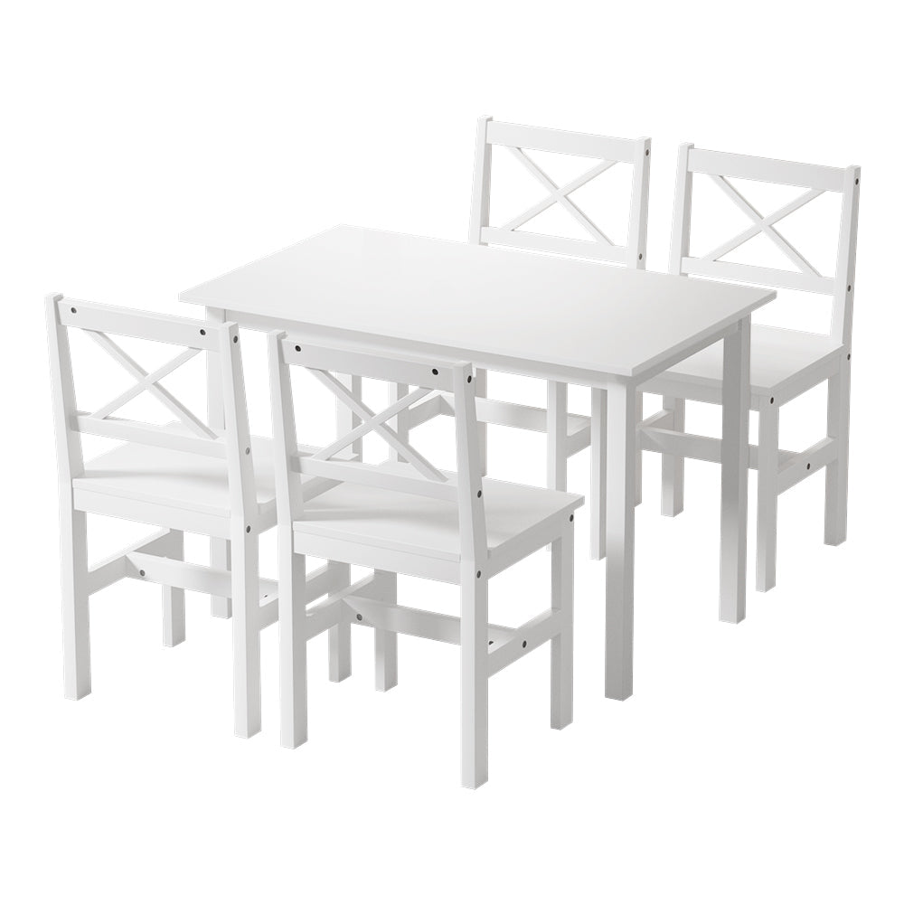 Artiss Dining Chairs and Table Dining Set 4 Cafe Chairs Set Of 5 4 Seater White Artiss