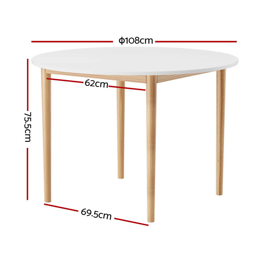 Artiss Dining Table Round White 108CM Diameter Demi Artiss