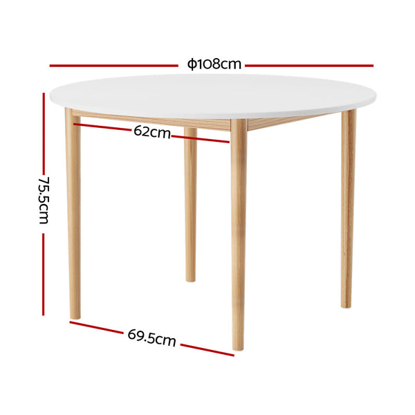 Artiss Dining Table Round White 108CM Diameter Demi Artiss
