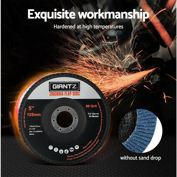 Giantz 100 PCS Zirconia Sanding Flap Disc 5