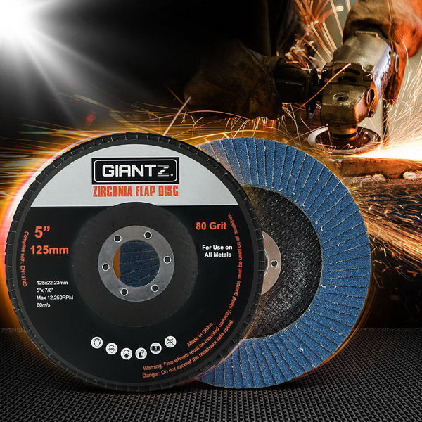 Giantz 100 PCS Zirconia Sanding Flap Disc 5