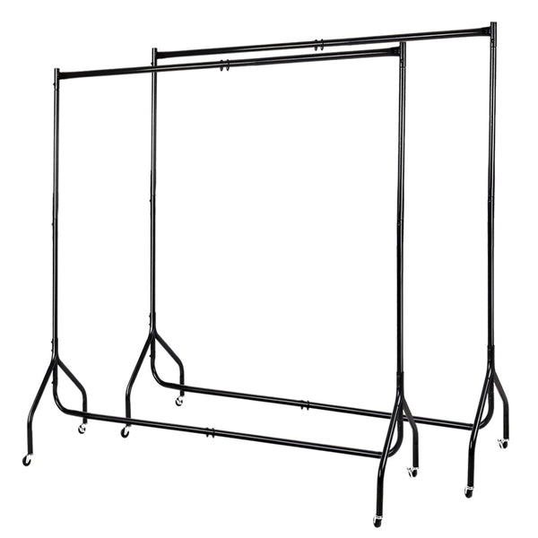 Artiss 2X Clothes Rack Airer Coat Stand 6FT Rail Wheels Artiss