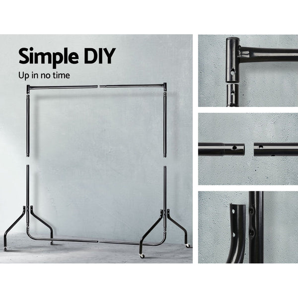 Artiss 2X Clothes Rack Airer Coat Stand 6FT Rail Wheels Artiss