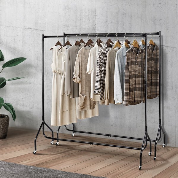 Artiss 2X Clothes Rack Airer Coat Stand 6FT Rail Wheels Artiss