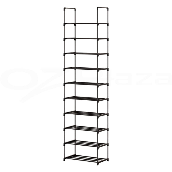 Artiss Shoe Rack Shoe Storage Shelf 10-tier 20 Pairs DIY Stackable Black Metal Artiss