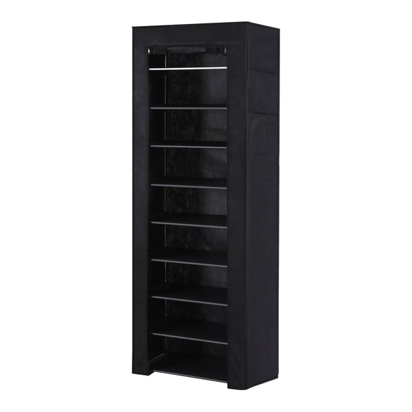 Artiss Shoe Rack 10-tier 27 Pairs Removable Cover Black Artiss