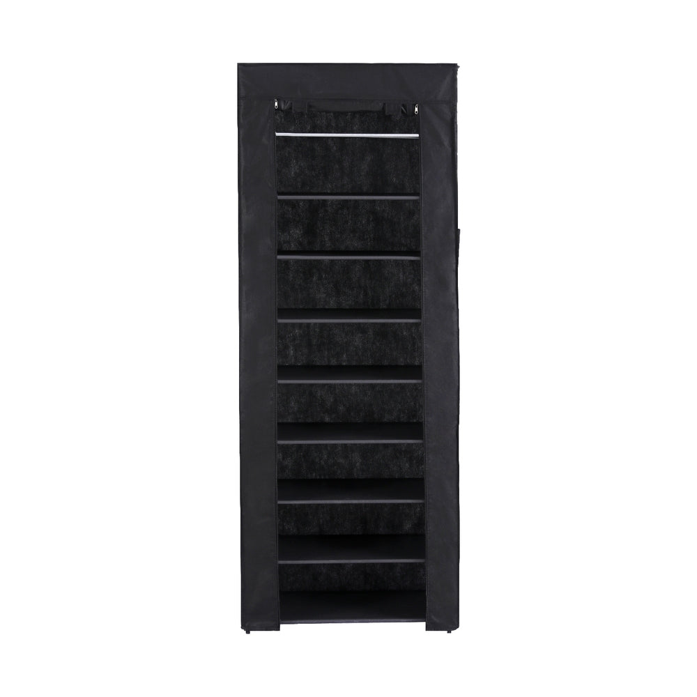 Artiss Shoe Rack 10-tier 27 Pairs Removable Cover Black Artiss