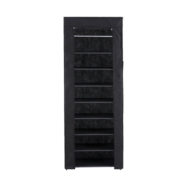 Artiss Shoe Rack 10-tier 27 Pairs Removable Cover Black Artiss