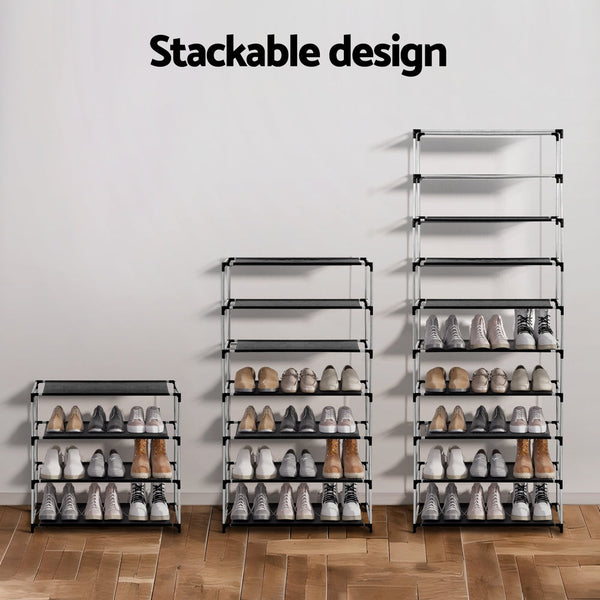 Artiss Shoe Rack 10-tier 27 Pairs Removable Cover Black Artiss