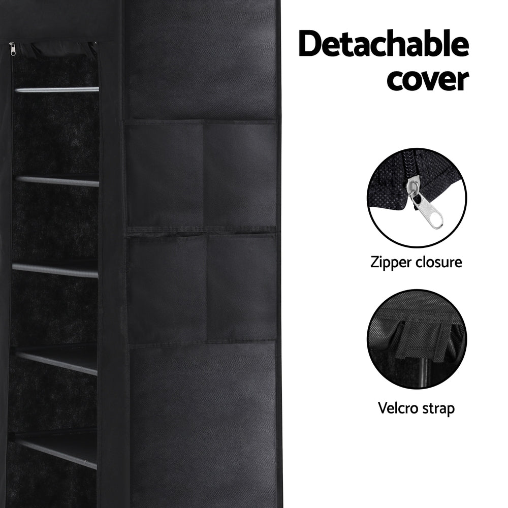 Artiss Shoe Rack 10-tier 27 Pairs Removable Cover Black Artiss
