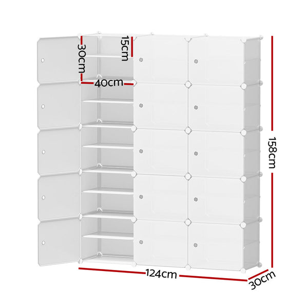Artiss Shoe Cabinet DIY Shoe Box White Cube Portable Organiser Storage Stand Artiss