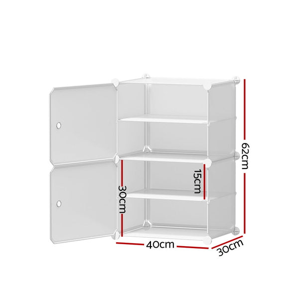 Artiss Shoe Cabinet DIY Shoe Box White Storage Cube Portable Organiser Stand Artiss