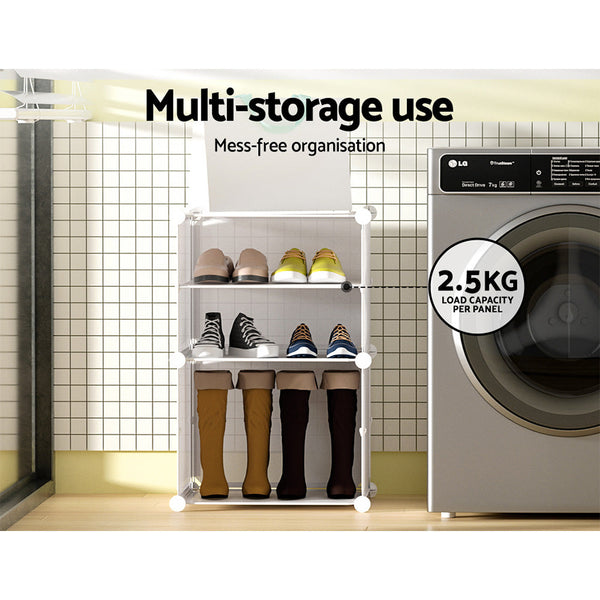 Artiss Shoe Cabinet DIY Shoe Box White Storage Cube Portable Organiser Stand Artiss