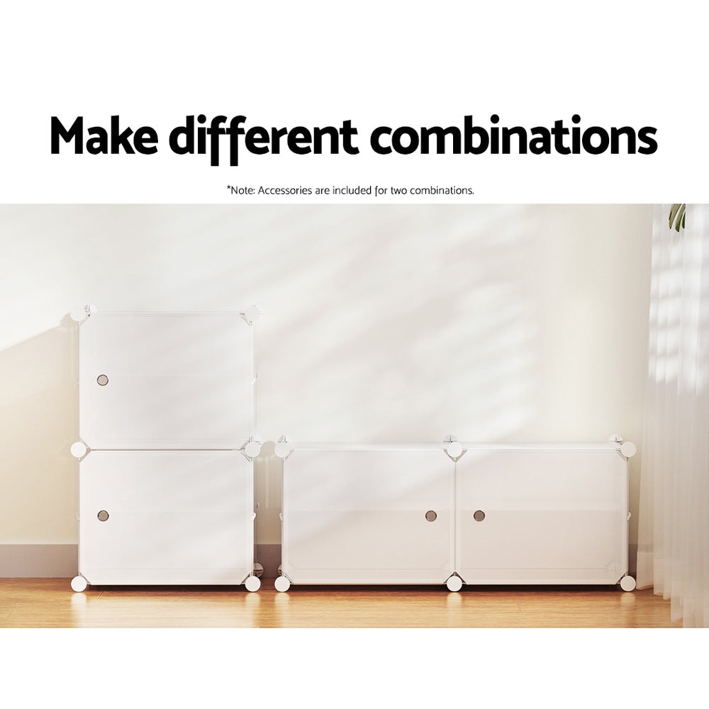 Artiss Shoe Cabinet DIY Shoe Box White Storage Cube Portable Organiser Stand Artiss
