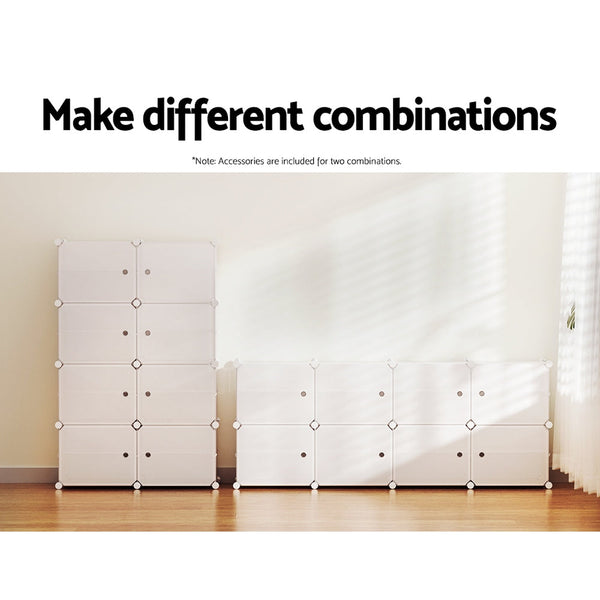 Artiss Shoe Cabinet DIY Storage Cube Shoe Box White Portable Organiser Stand Artiss