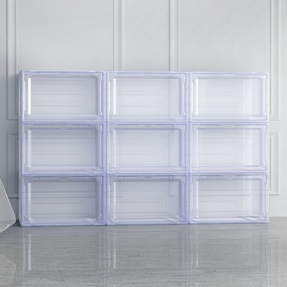 Artiss DIY Shoe Box Set of 2 Stackable Shoe Storage Case Magnetic Door Artiss