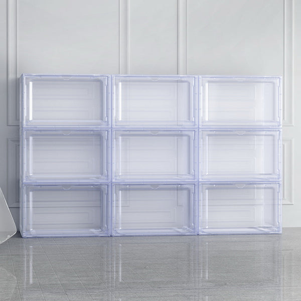 Artiss DIY Shoe Box Set of 2 Stackable Shoe Storage Case Magnetic Door Artiss