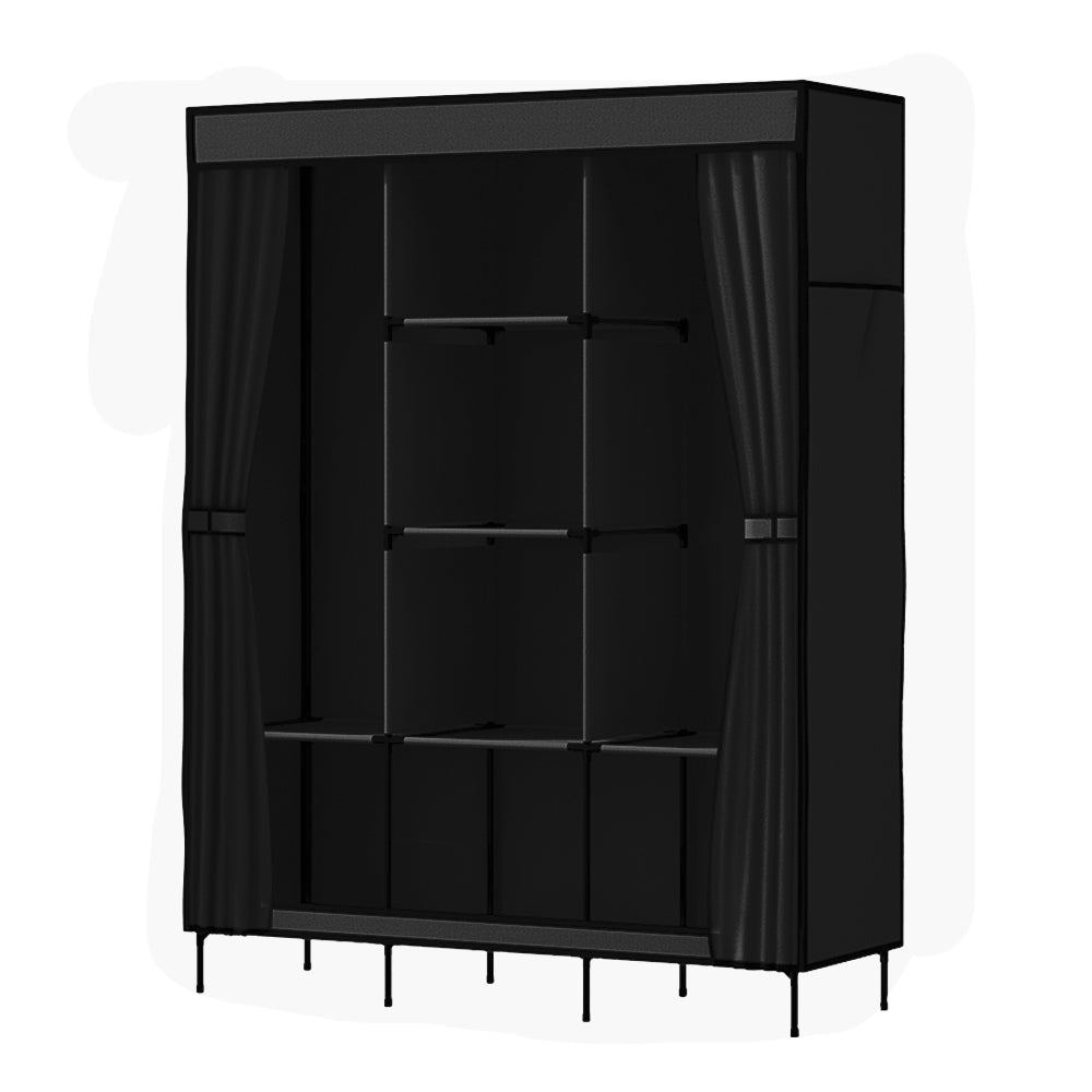 Artiss Clothes Wardrobe Closet Storage Large Portable Organiser with Shelf Black Artiss