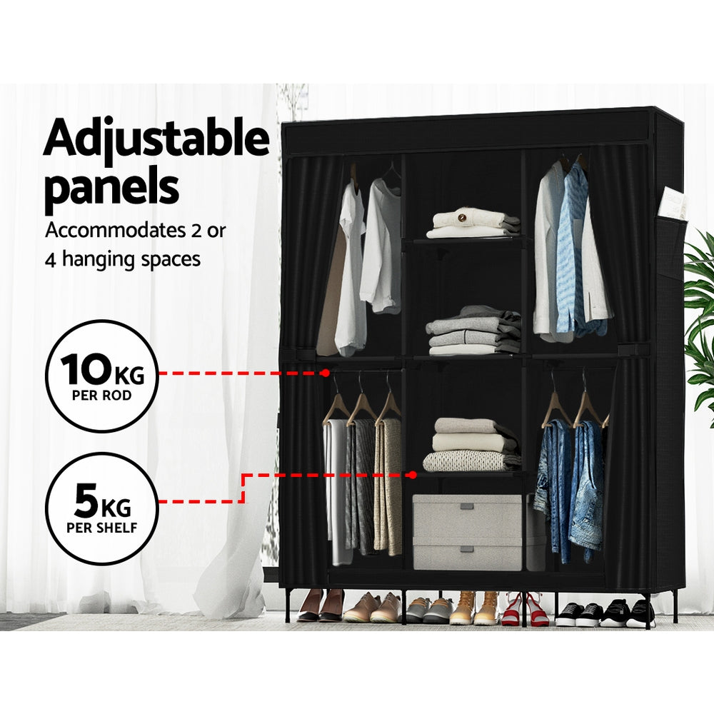 Artiss Clothes Wardrobe Closet Storage Large Portable Organiser with Shelf Black Artiss