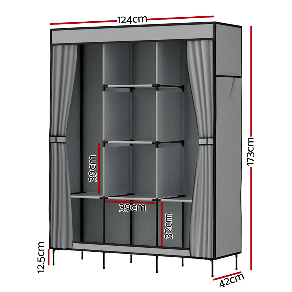 Artiss Clothes Wardrobe Closet Storage Large Portable Organiser with Shelf Grey Artiss
