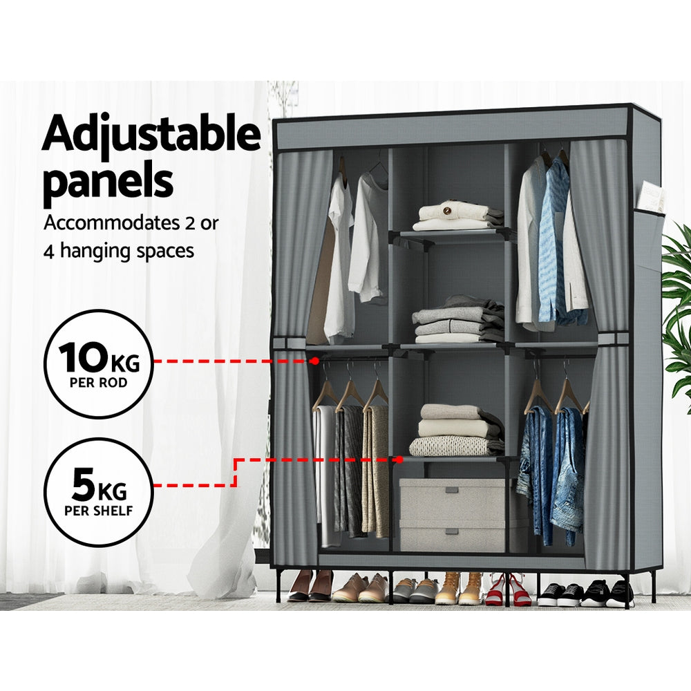 Artiss Clothes Wardrobe Closet Storage Large Portable Organiser with Shelf Grey Artiss
