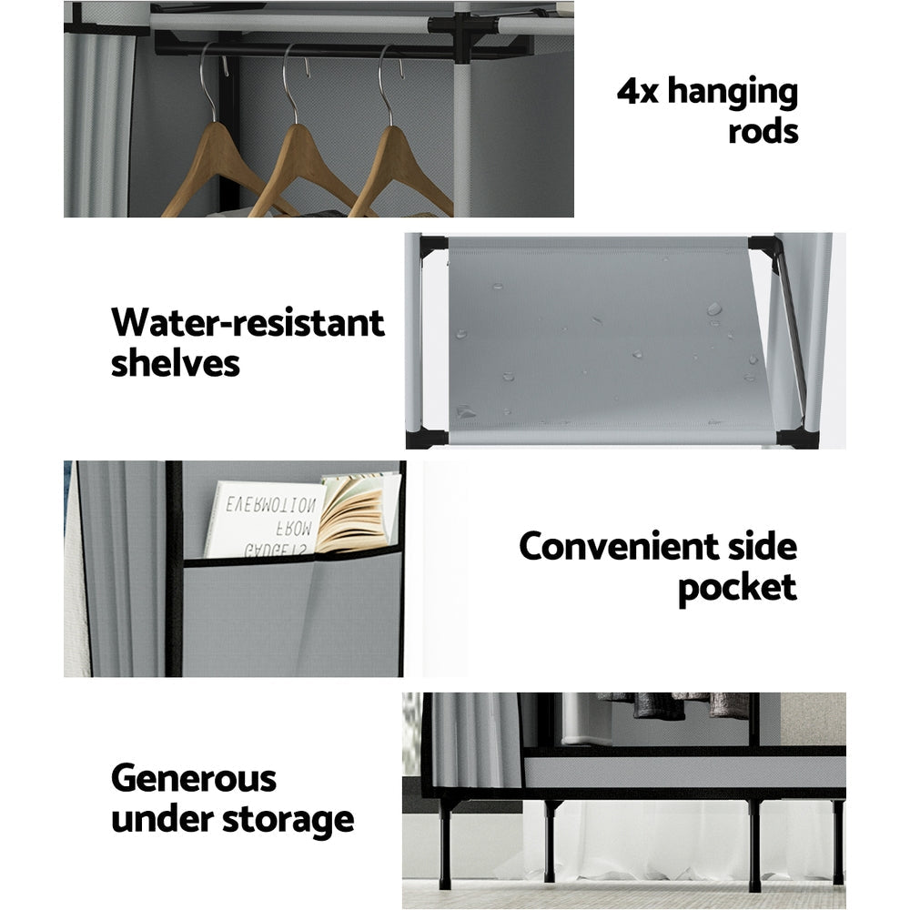 Artiss Clothes Wardrobe Closet Storage Large Portable Organiser with Shelf Grey Artiss