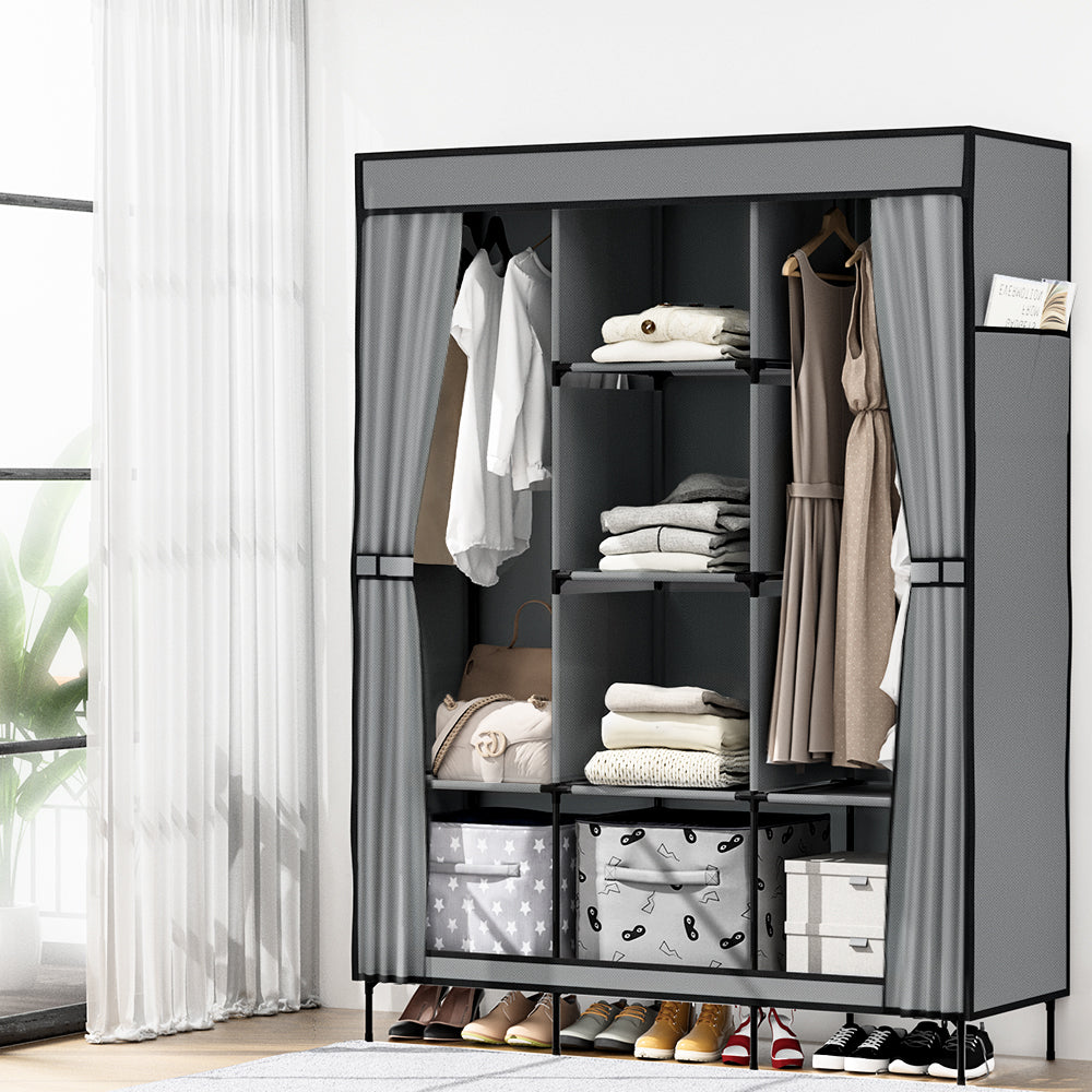 Artiss Clothes Wardrobe Closet Storage Large Portable Organiser with Shelf Grey Artiss