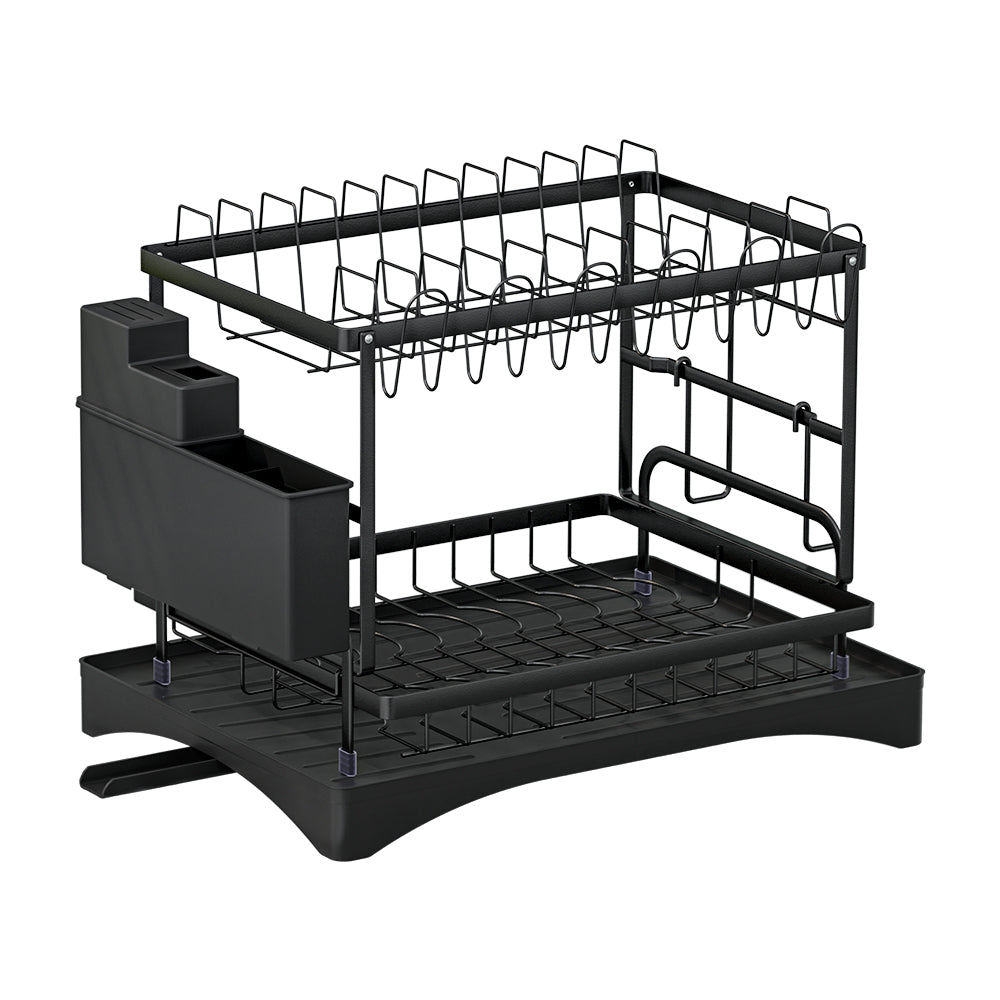 Cefito Dish Rack Expandable Drying Drainer Cutlery Holder Tray Kitchen 2 Tiers Cefito
