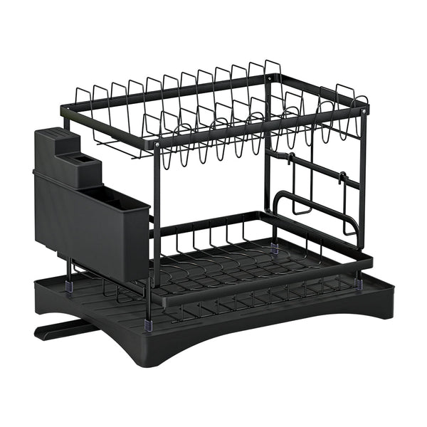 Cefito Dish Rack Expandable Drying Drainer Cutlery Holder Tray Kitchen 2 Tiers Cefito