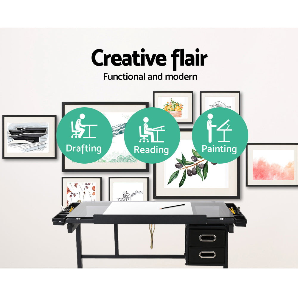Artiss Adjustable Drawing Desk - Black and Grey Artiss