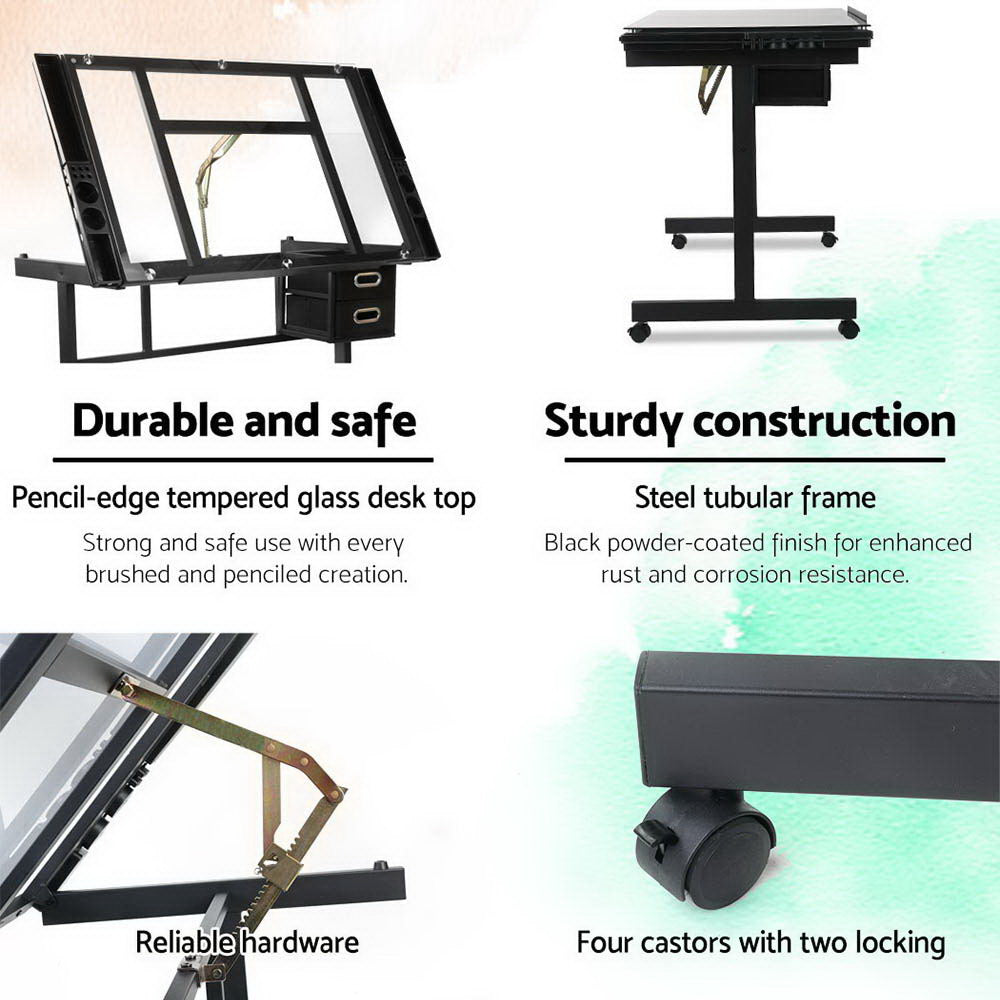 Artiss Adjustable Drawing Desk - Black and Grey Artiss